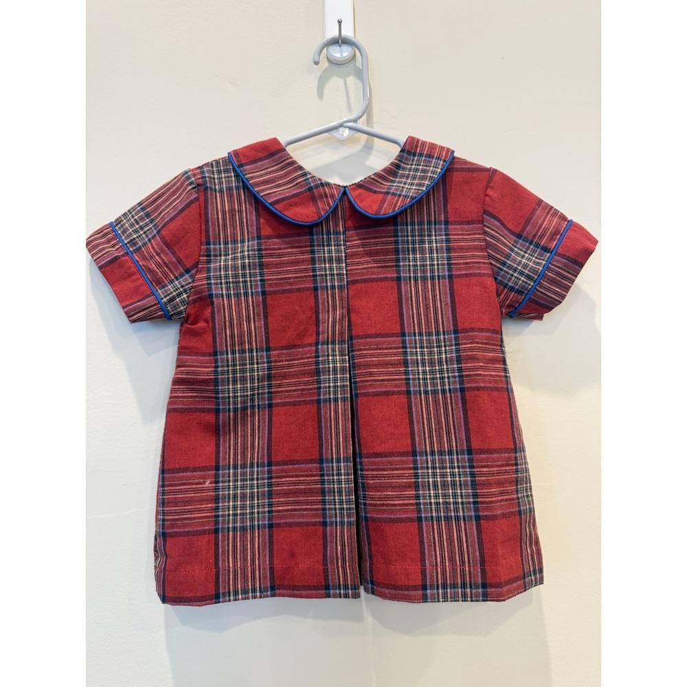 The Oaks Apparel Toddler Boy Red Blue Plaid Short Set Size 3T - Picture 2 of 9